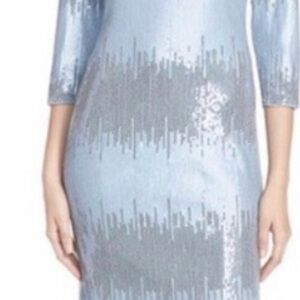 Vince Camuto Light Blue Sequin Long Sleeve Sheath Dress